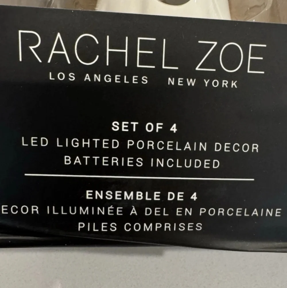 4pc Rachel Zoe Ceramic LED Light Up Smiling Ghost Tier Tray Figure Decor NEW